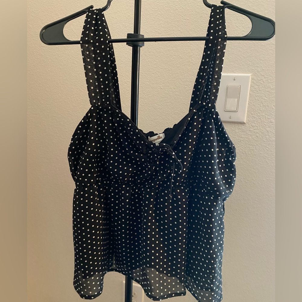 Black Polka Dot Women's Top